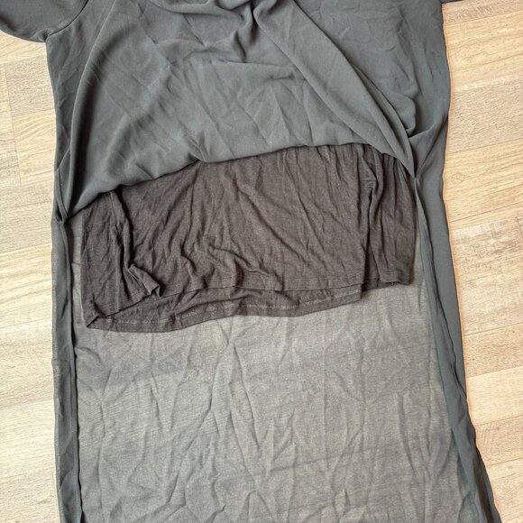 Soft Surroundings Black Sheer Very Long Tunic Top Size Large Side Slit, Lined B5 - Picture 5 of 7